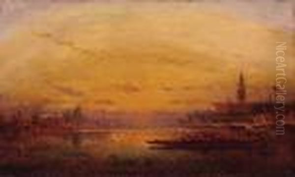 Vue De Venise Oil Painting by Henri Duvieux