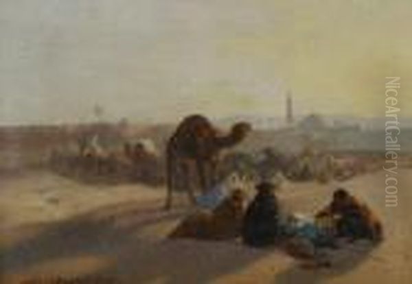 Campement Aux Abords De La
Ville Oil Painting by Henri Duvieux