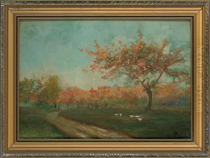 Geese In The Park Oil Painting by Sir Alfred East