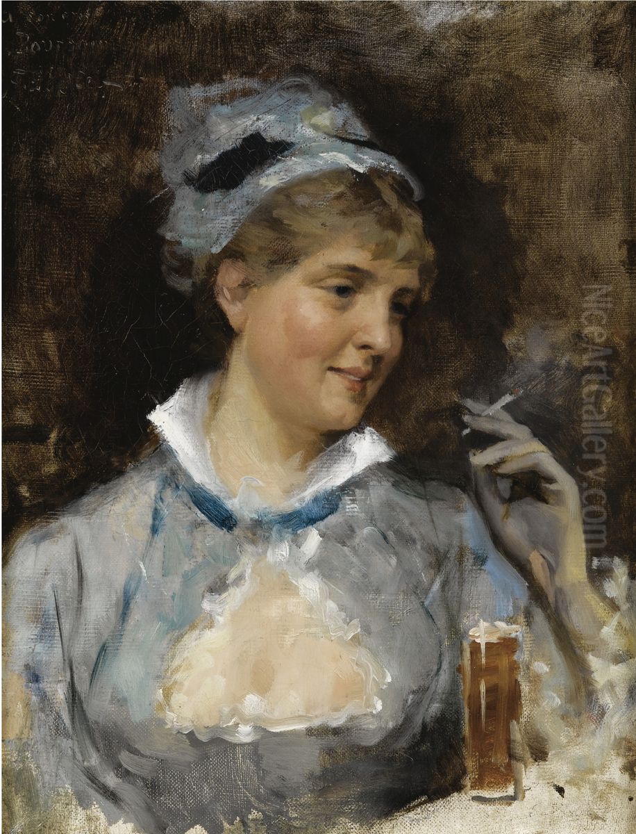 Au Bar Oil Painting by Albert Edelfelt