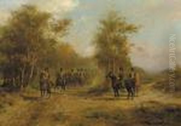 A Parade For The Commander In 
Chief Of The Royal Netherlands Horseartillery During A Field Exercise Oil Painting by Otto Eerelman