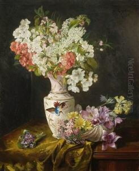 Blumenstraus In Asiatischer
 Porzellanvase. Oil Painting by Marie Egner