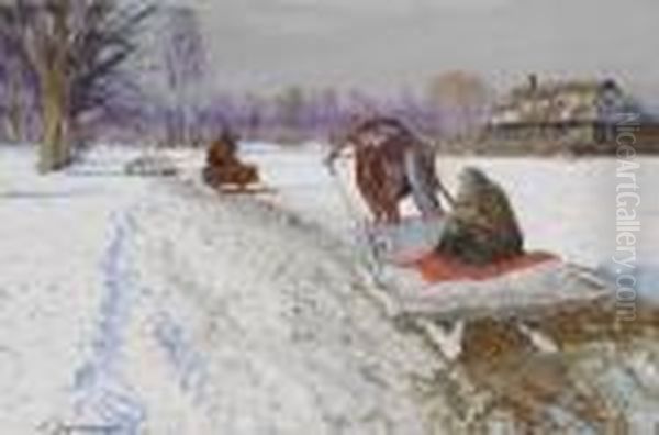 The Snow-covered Track Oil Painting by Andrei Afanas Evich Egorov