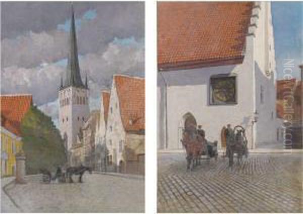 Views Of Tallinn Oil Painting by Andrei Afanas Evich Egorov