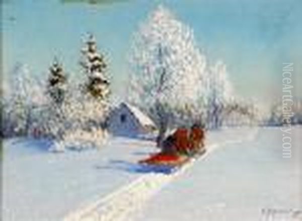 Winter Landscape Oil Painting by Andrei Afanas Evich Egorov