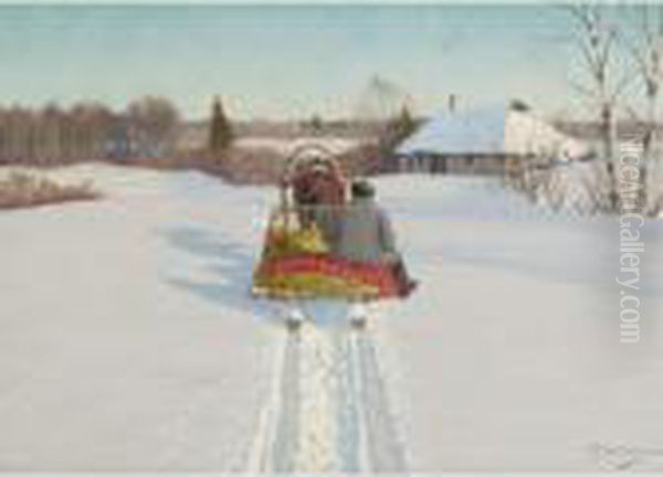 Through The Snow Oil Painting by Andrei Afanas Evich Egorov