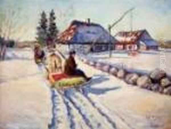 Paisaje Nevado Oil Painting by Andrei Afanas Evich Egorov