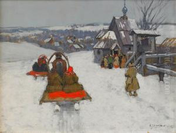 Winter Landscape Oil Painting by Andrei Afanas Evich Egorov