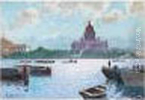 View Of The River Neva With Saint Isaac's Cathedral And The Admiralty Oil Painting by Andrei Afanas Evich Egorov