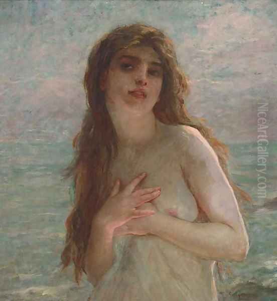 A maiden on the shore Oil Painting by Charles Amable Lenoir
