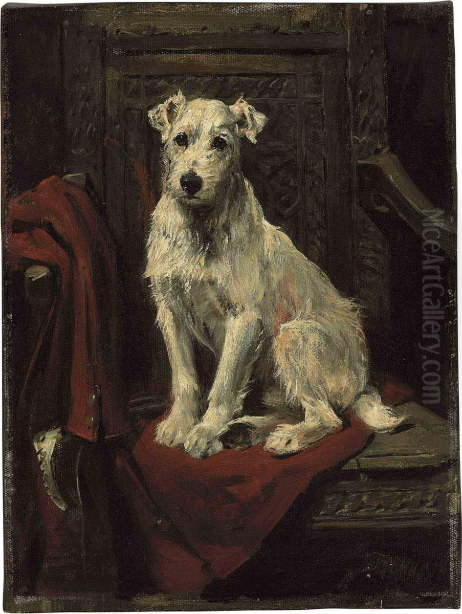 Lord Edward Seated On His Master's Coat Oil Painting by John Emms