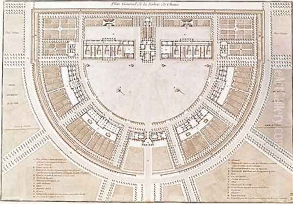 General plan of the salt works in the ideal city of Chaux Oil Painting by Claude Nicolas Ledoux