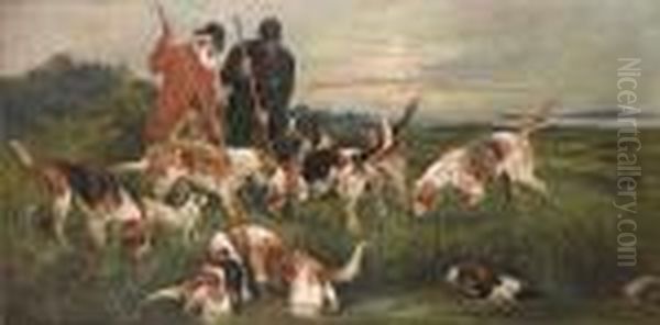 The Otter Hunt Oil Painting by John Emms