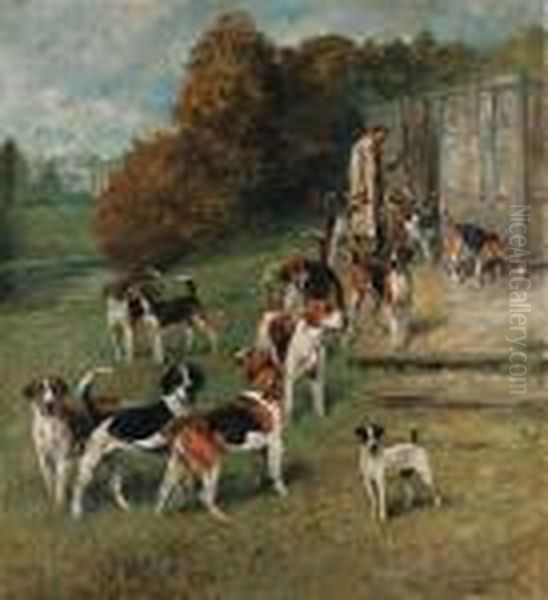 The Hounds Guilty, Ferryman, 
Glory, Painter, Windsor, Fireman,narrative, Frantic, Aconite, Warrior, 
Rainboy And Rags Atnewtonberry, Co. Wexford Oil Painting by John Emms