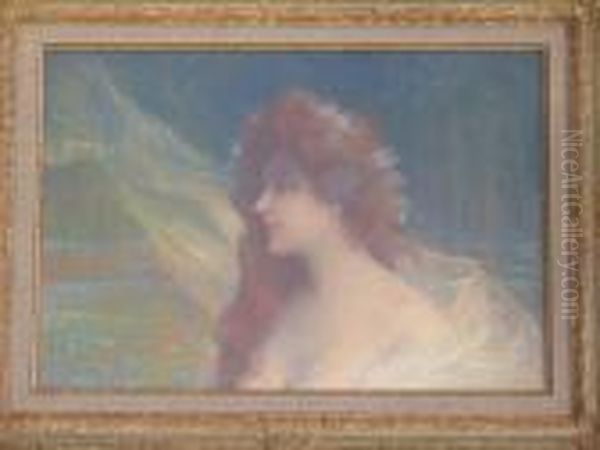 Jeune Fille A La Chevelure Fleurie Oil Painting by Delphin Enjolras