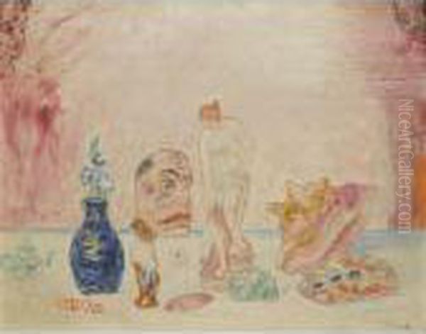 Coquilles Et Statuettes Oil Painting by James Ensor