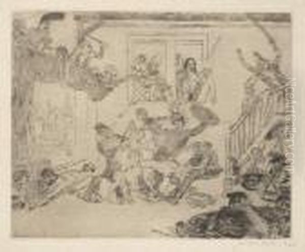 Le Combat Des Pouilleux Desir Et Rissole Oil Painting by James Ensor
