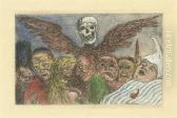 Les Peches Capitaux Domines Par La Mort, From Les Peches Capitaux Oil Painting by James Ensor