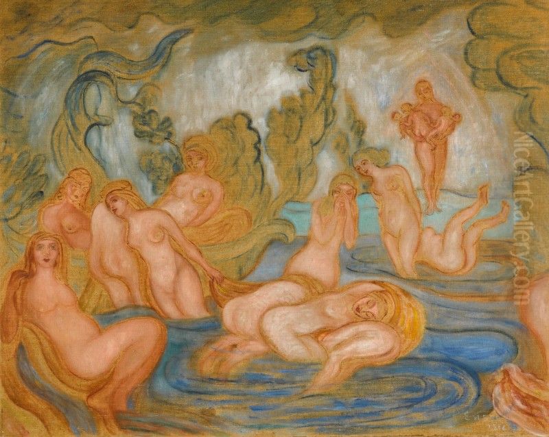 Baigneuses (lignes Courbes Et Ondulees) Oil Painting by James Ensor