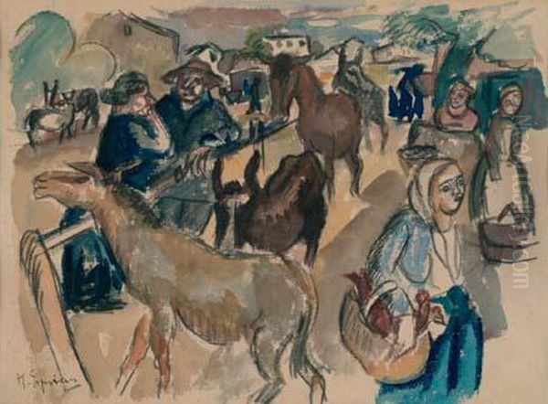 Etudie A
 Munich, Puis Arrive A Paris En 1911. A Montparnasse, Il Suit Les
 Cours D'une Academie Libre Et Reside A La Ruche Ou Il Se Lie A
 Kremegne, Modigliani Et Soutine. Deporte En Allemagne, Epstein
 Disparait En Oil Painting by Henri Epstein