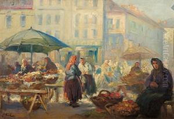 At The Fair Oil Painting by Erno Erb