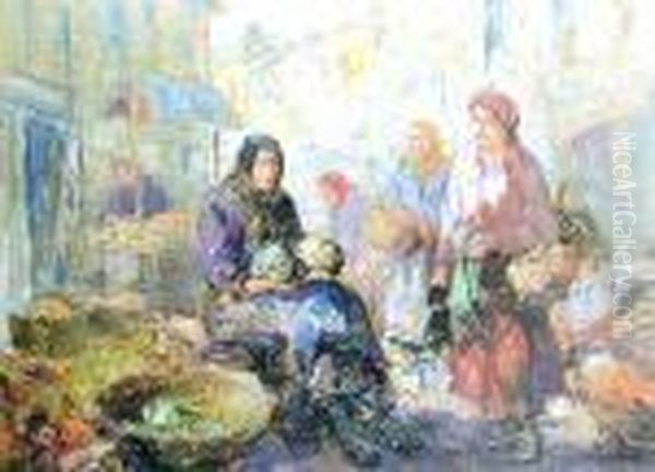 Przekupki Lwowskie Oil Painting by Erno Erb