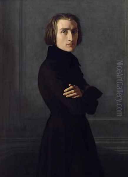 Portrait of Franz Liszt 1811-86 Oil Painting by Henri Lehmann