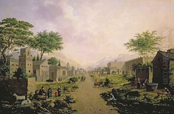 A Town in China Oil Painting by Anton Mikhailovich Legashov