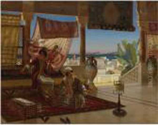 On The Terrace Oil Painting by Rudolph Ernst