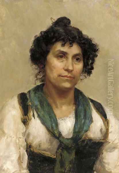 A peasant girl Oil Painting by Edwin Longsden Long