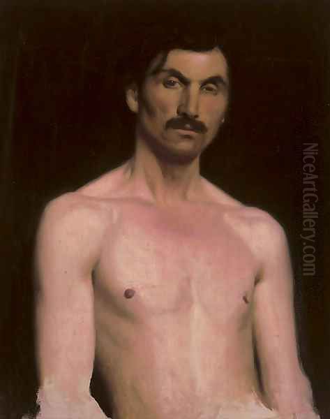 Self-portrait, half-length, nude Oil Painting by John Henry Lorimer