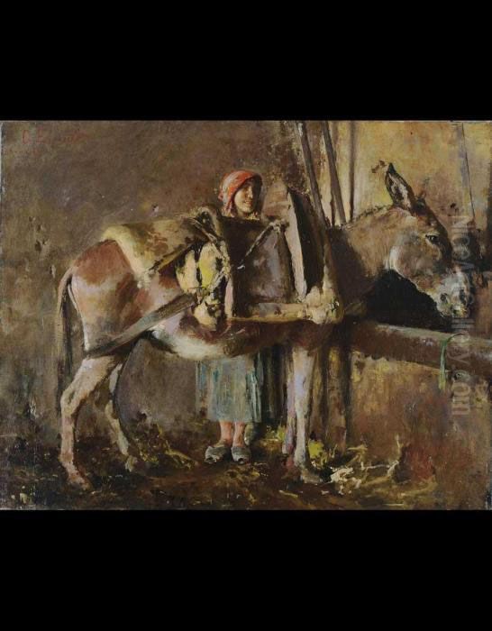 Nella Stalla Oil Painting by Gaetano Esposito