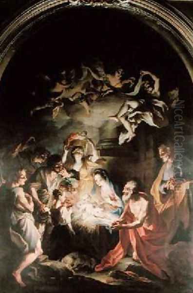 Nativity with St Jerome Oil Painting by Stefano Maria Legnani