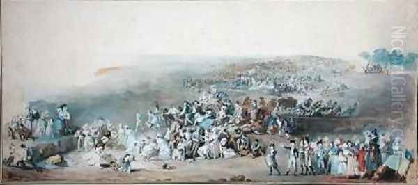 Parisians at the Champ de Mars Preparing for the Fete de la Federation Oil Painting by Etienne-Charles Leguay