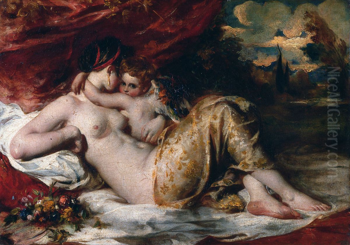 Venus And Cupid Oil Painting by William Etty