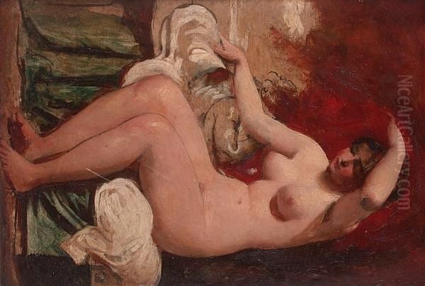 Seated Female Nude Oil Painting by William Etty