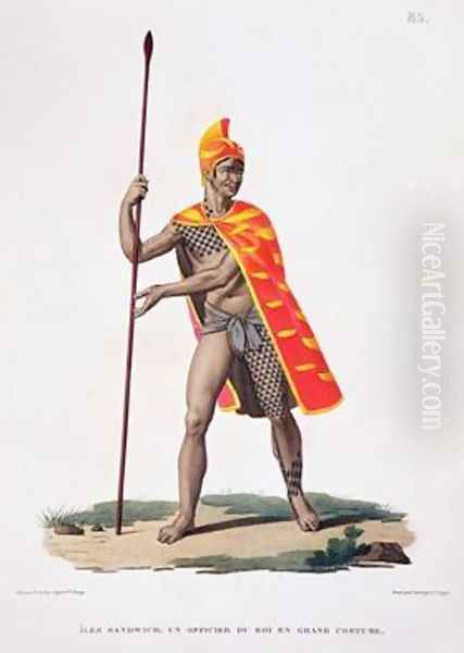 Sandwich Islands An Office of the King in State Costume Oil Painting by Leroy, Sebastien (Denis Sebastien)