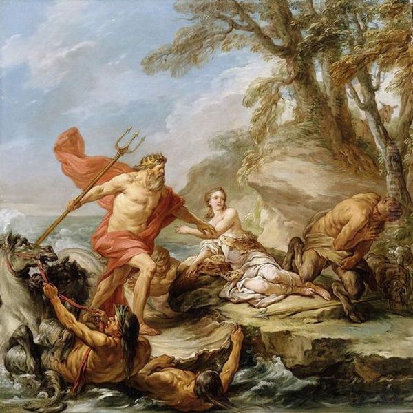 Neptune and Amymone Oil Painting by Charles-Andre van Loo