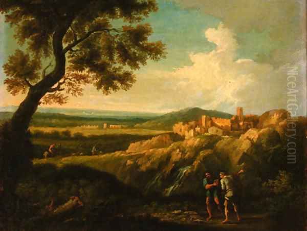 An extensive landscape with Hercules slaying the serpent Oil Painting by Claude Lorrain (Claude Gellee)