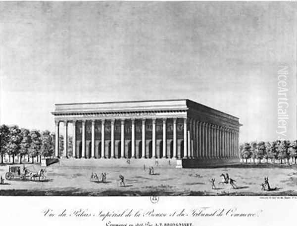 View of the Bourse Imperial Palace and the Commercial Court Paris Oil Painting by Jacques Louis Constant Le Cerf