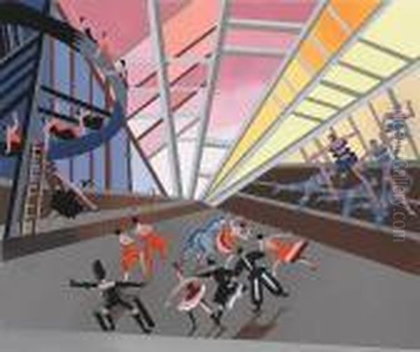 Decors De Theatre; A Portfolio 
Set Of Fifteen Gouaches Au Pochoirs Preface By Alexander Tairov, 160 
Copies Editions Quatre Chemins, 1930 Oil Painting by Alexandra Alexandrov Exter