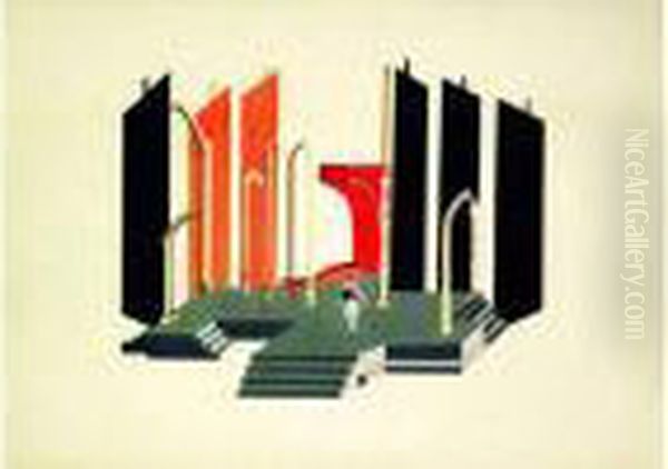 Projet De Decor De Theatre Oil Painting by Alexandra Alexandrov Exter