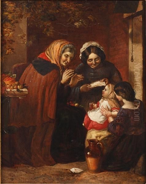 Reading The Letter Oil Painting by Thomas Faed