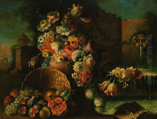 Roses, tulips, daisies and other flowers in a vase Oil Painting by Gasparo Lopez