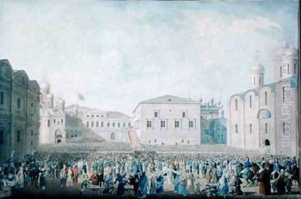 The Great Reception of Alexander I 1777-1825 in the Kremlin Oil Painting by I.A. Lavrov