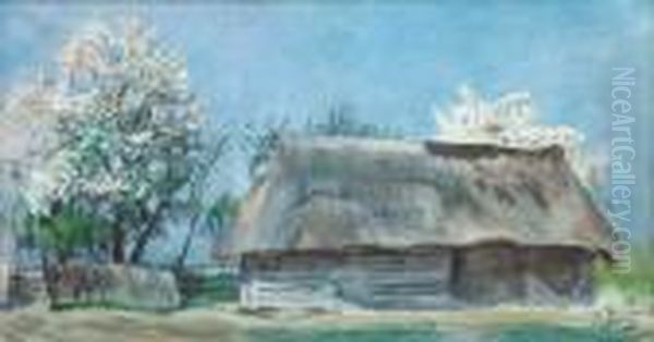 Kwitnace Jablonie Oil Painting by Julian Falat