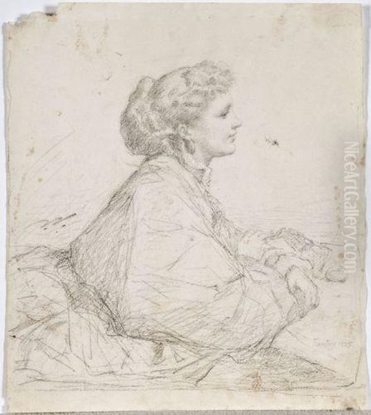 Femme Assise De Profil Oil Painting by Ignace Henri Jean Fantin-Latour