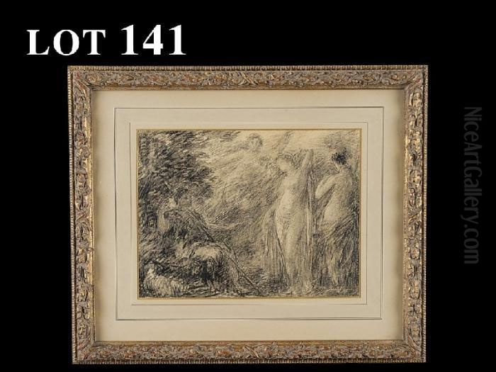 Paris Et Les Trois Graces Oil Painting by Ignace Henri Jean Fantin-Latour