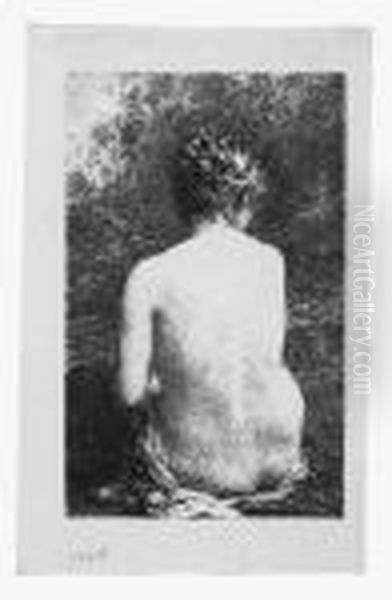 Etude De Femme Assise, Vue De Dos Oil Painting by Ignace Henri Jean Fantin-Latour