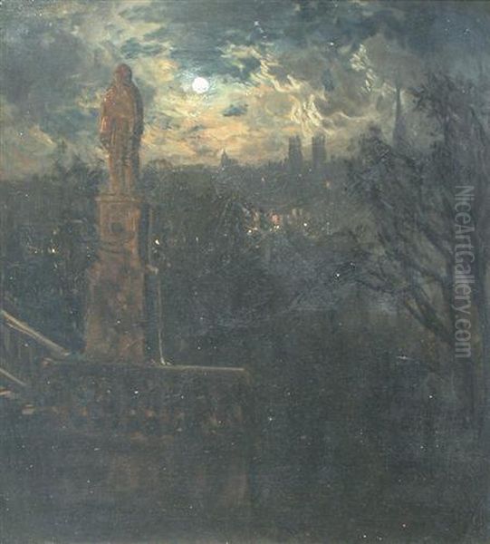 Edinburgh At Night Oil Painting by David Farquharson